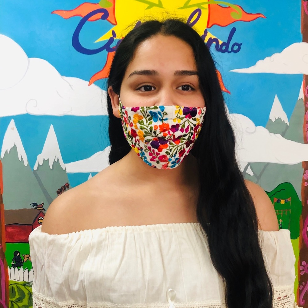 Mexican Handmade Embroidered Face Mask Floral - Picture 2 of 3